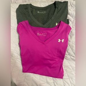 Two athletic under armour shirts womens size XL.